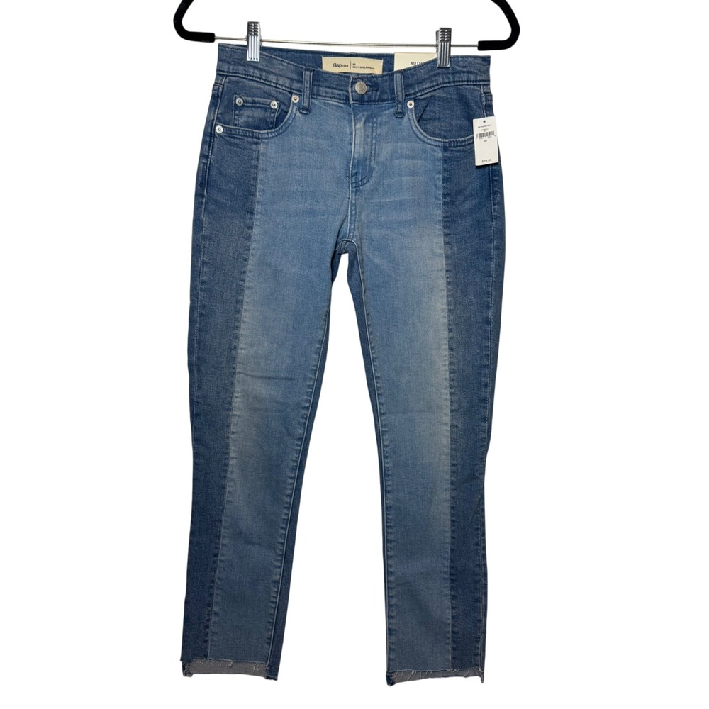 Gap 1969 Authentic Best Girlfriend Jeans Size 25 Mid Rise Two‎ Tone Color Block